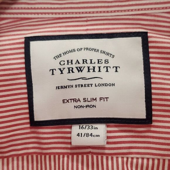 Charles Tyrwhitt, Extra slim fit, Shirt in Red/White Stripe 16/33 - Picture 3 of 5